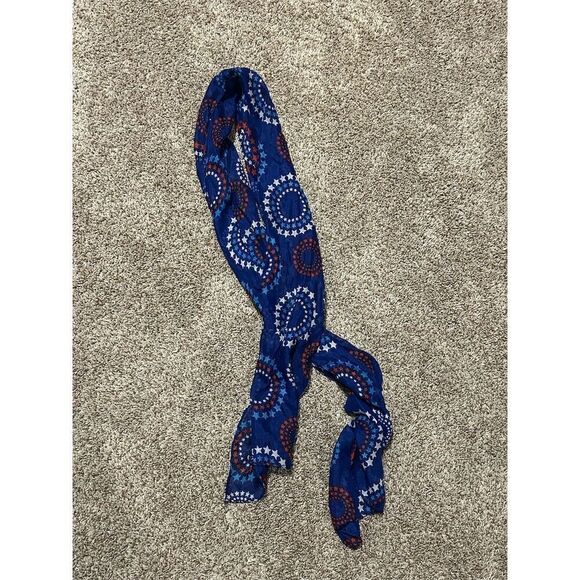 Unisex Patriotic Red White Blue Star Pattern Geometric Scarf - Picture 2 of 4